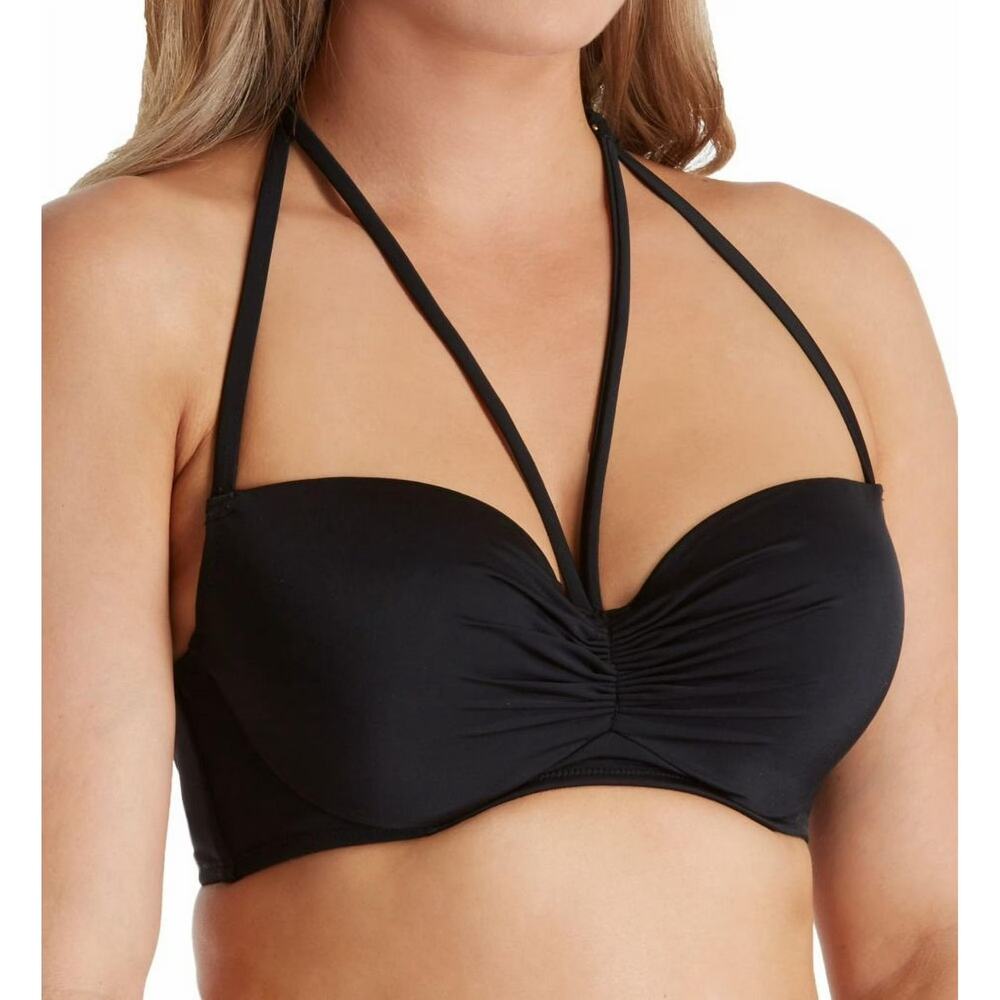 Smart and Sexy 36DD Black Swim Secret The Getaway Halter Swim Bikini Top OS25-14